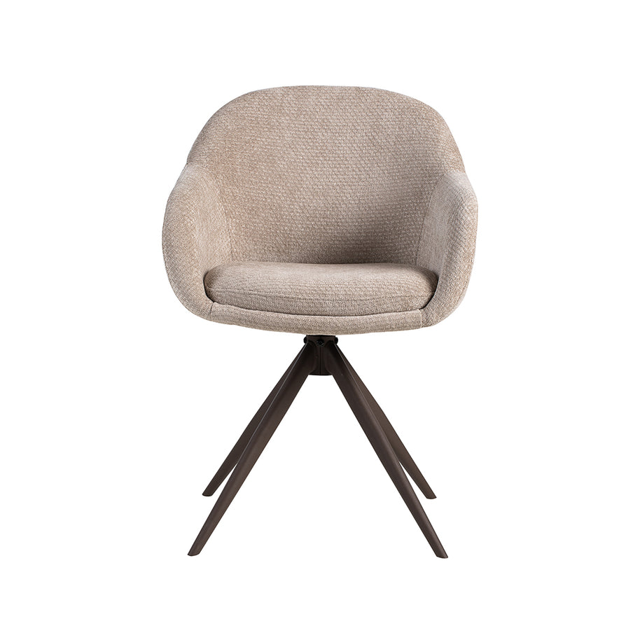 LABEL51 Eetkamerstoelen Fiby - Clay - Chenille - Brons Metalen Frame