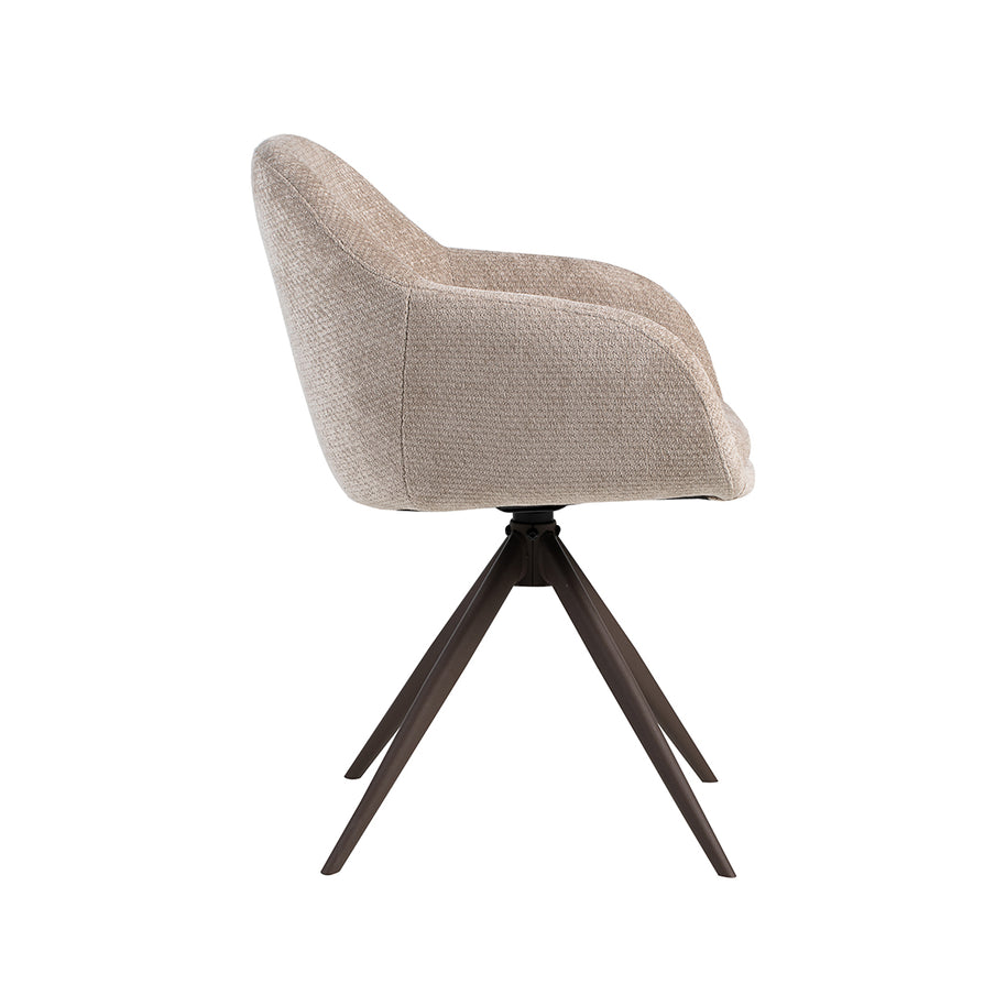 LABEL51 Eetkamerstoelen Fiby - Clay - Chenille - Brons Metalen Frame