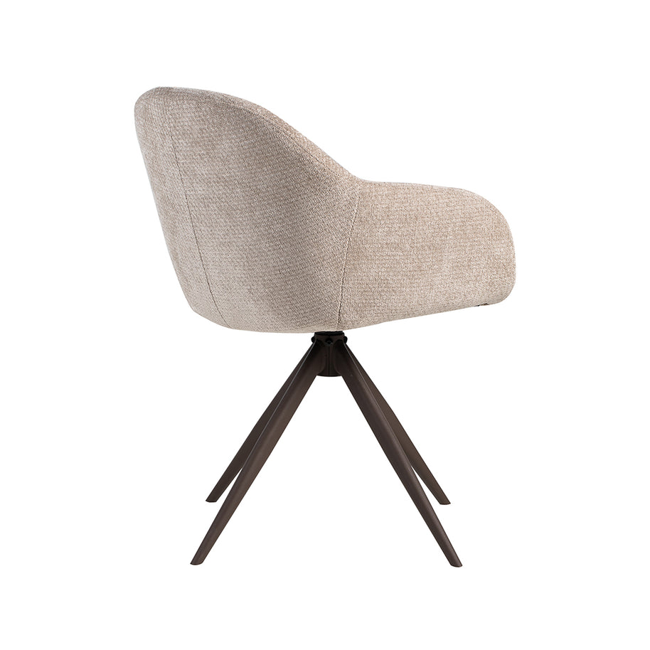 LABEL51 Eetkamerstoelen Fiby - Clay - Chenille - Brons Metalen Frame
