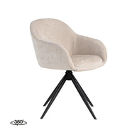 LABEL51 Eetkamerstoelen Fiby - Naturel - Chenille - Zwart Metalen Frame