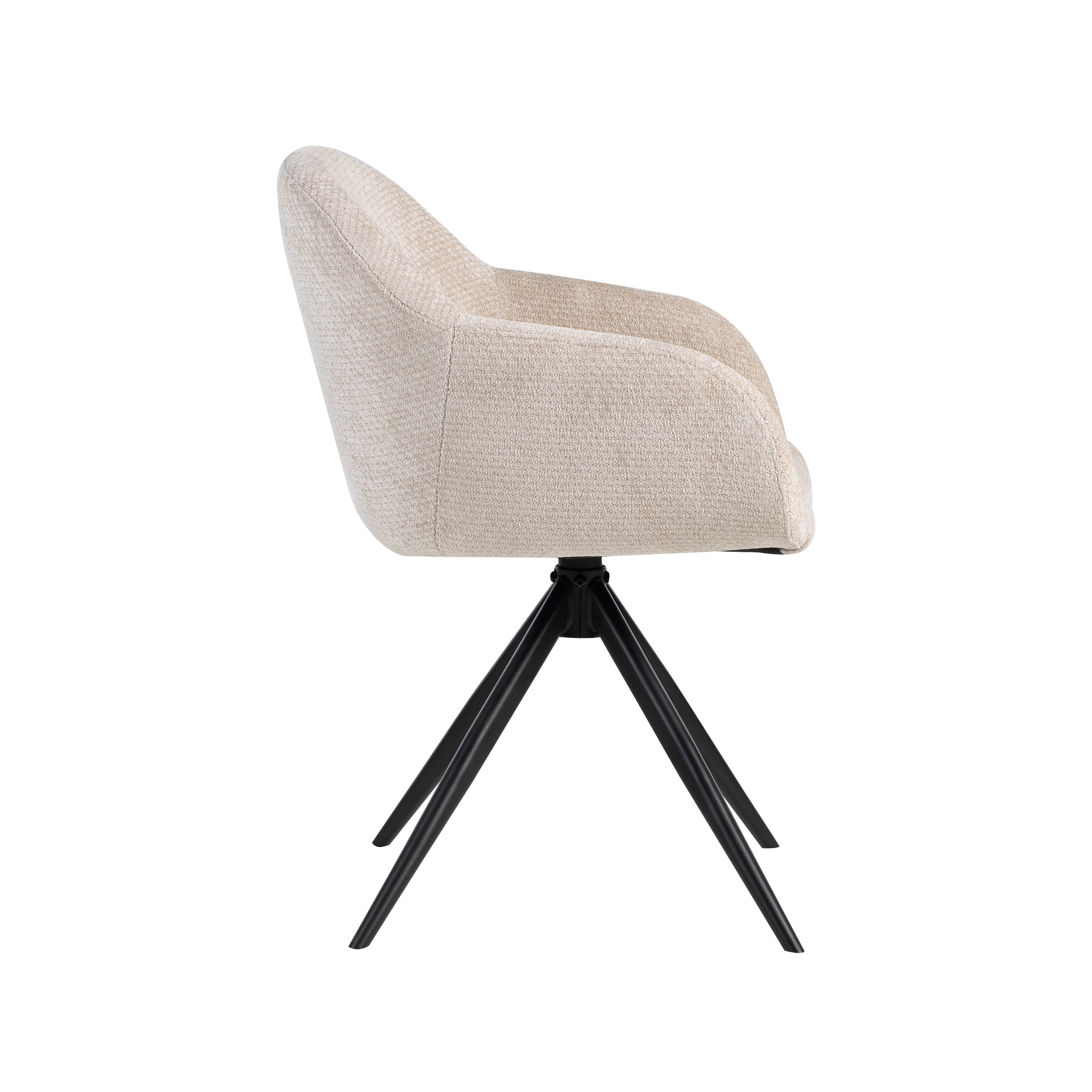 LABEL51 Eetkamerstoelen Fiby - Naturel - Chenille - Zwart Metalen Frame