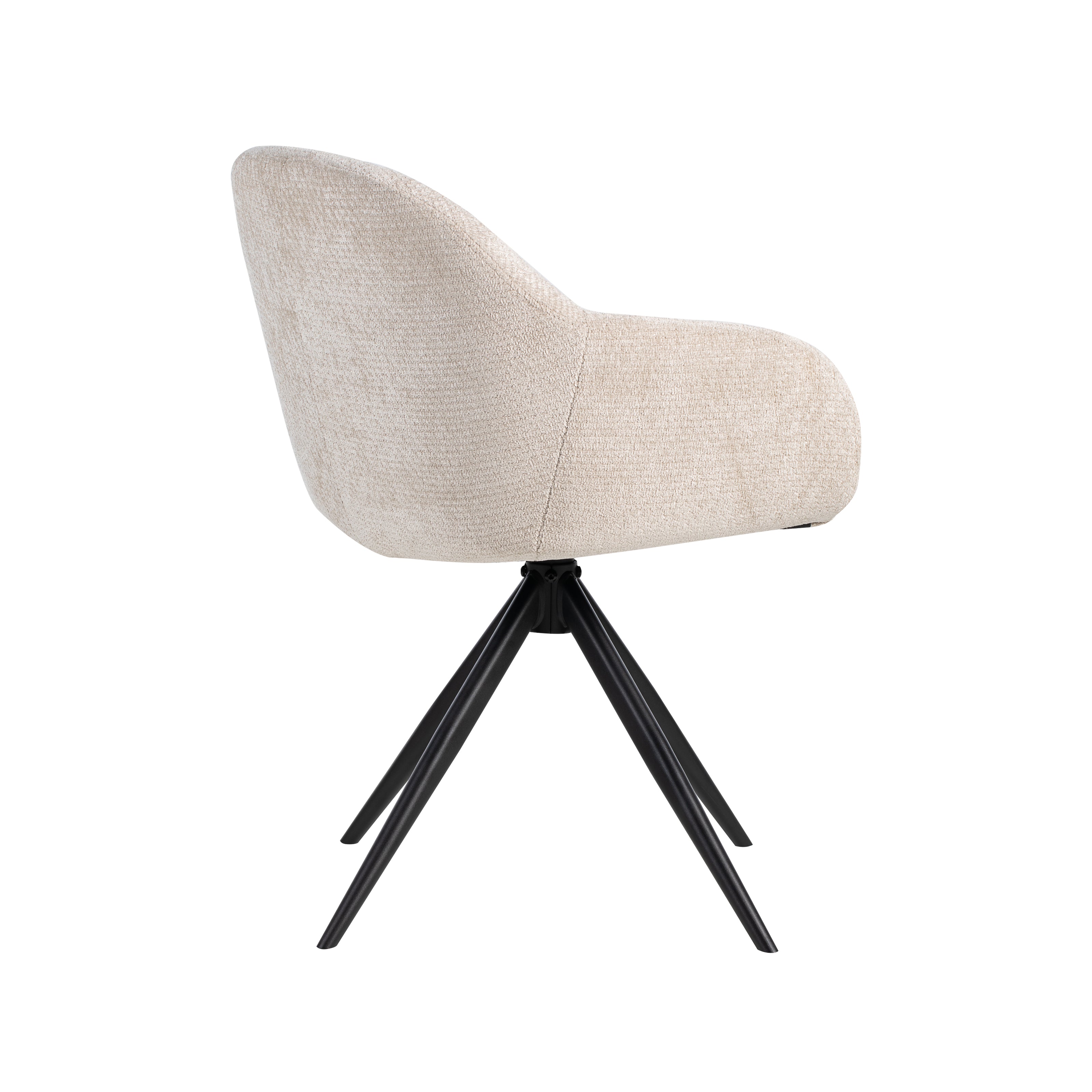 LABEL51 Eetkamerstoelen Fiby - Naturel - Chenille - Zwart Metalen Frame