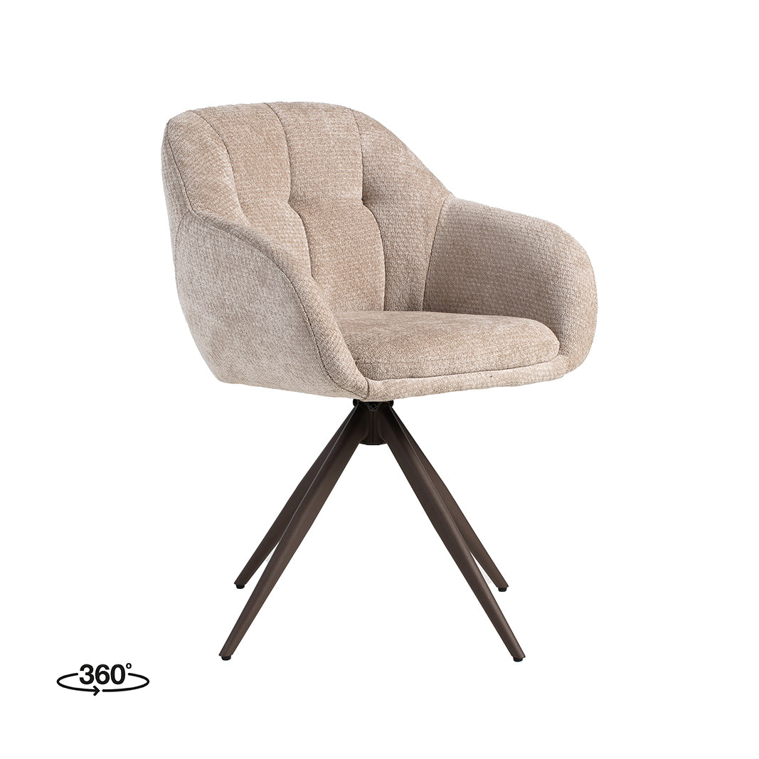 LABEL51 Eetkamerstoelen Esma - Clay - Chenille - Brons Metalen Frame