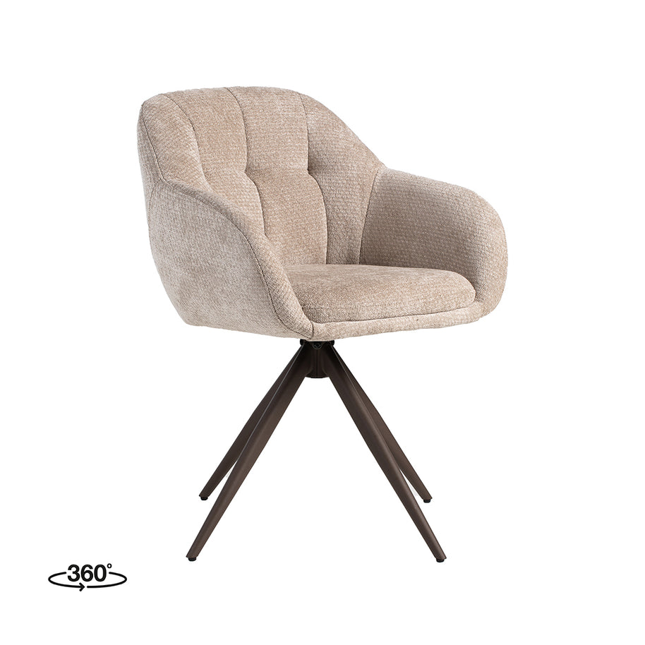 LABEL51 Eetkamerstoelen Esma - Clay - Chenille - Brons Metalen Frame