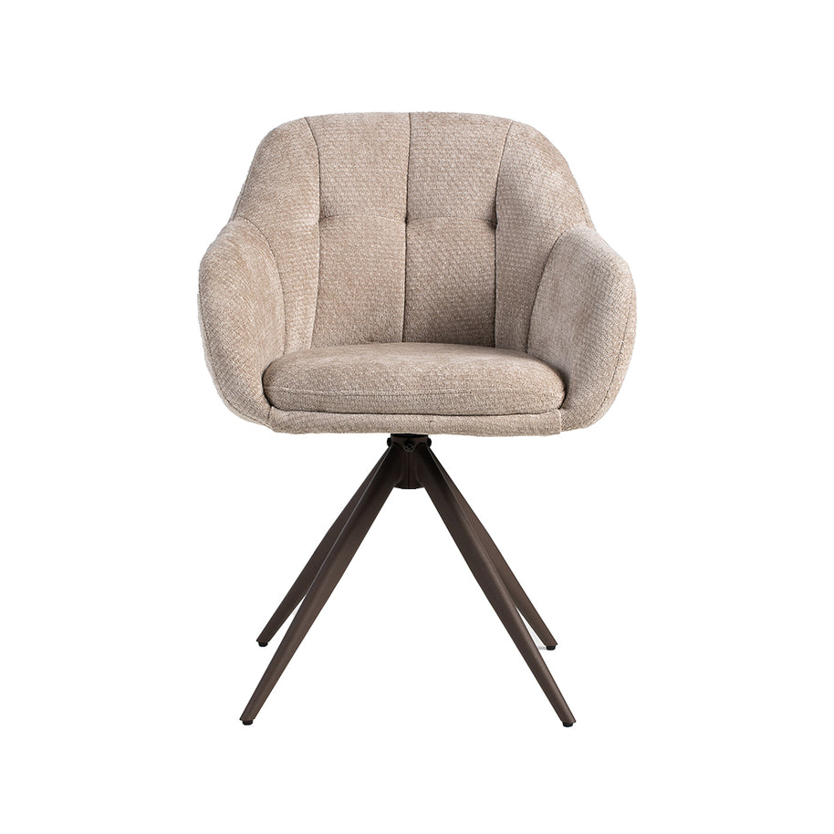 LABEL51 Eetkamerstoelen Esma - Clay - Chenille - Brons Metalen Frame