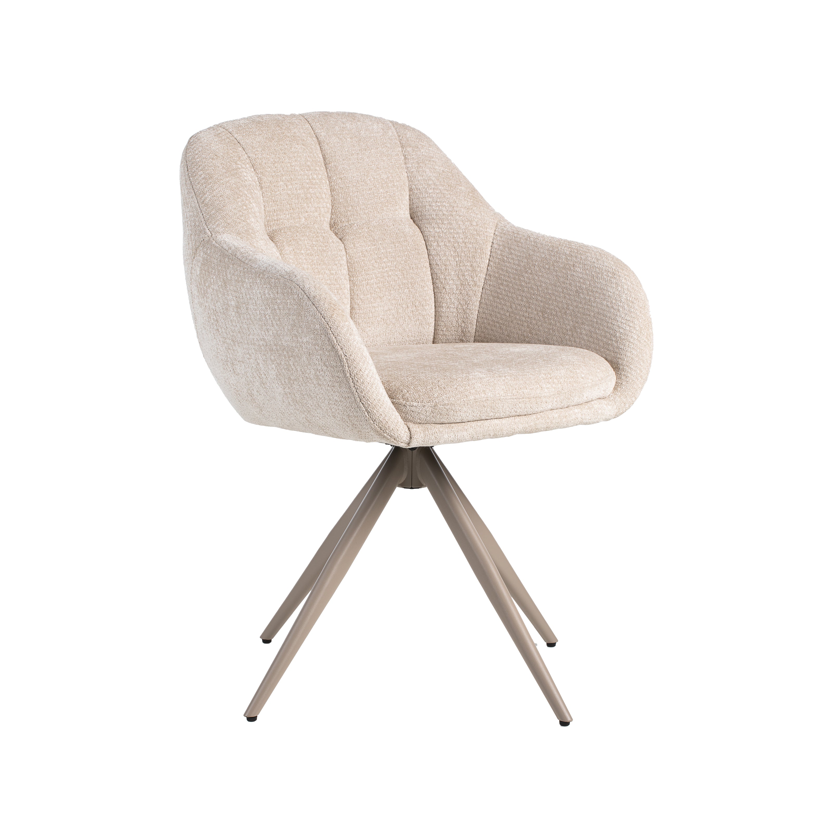 LABEL51 Eetkamerstoelen Esma - Naturel - Chenille - Taupe Metalen Frame
