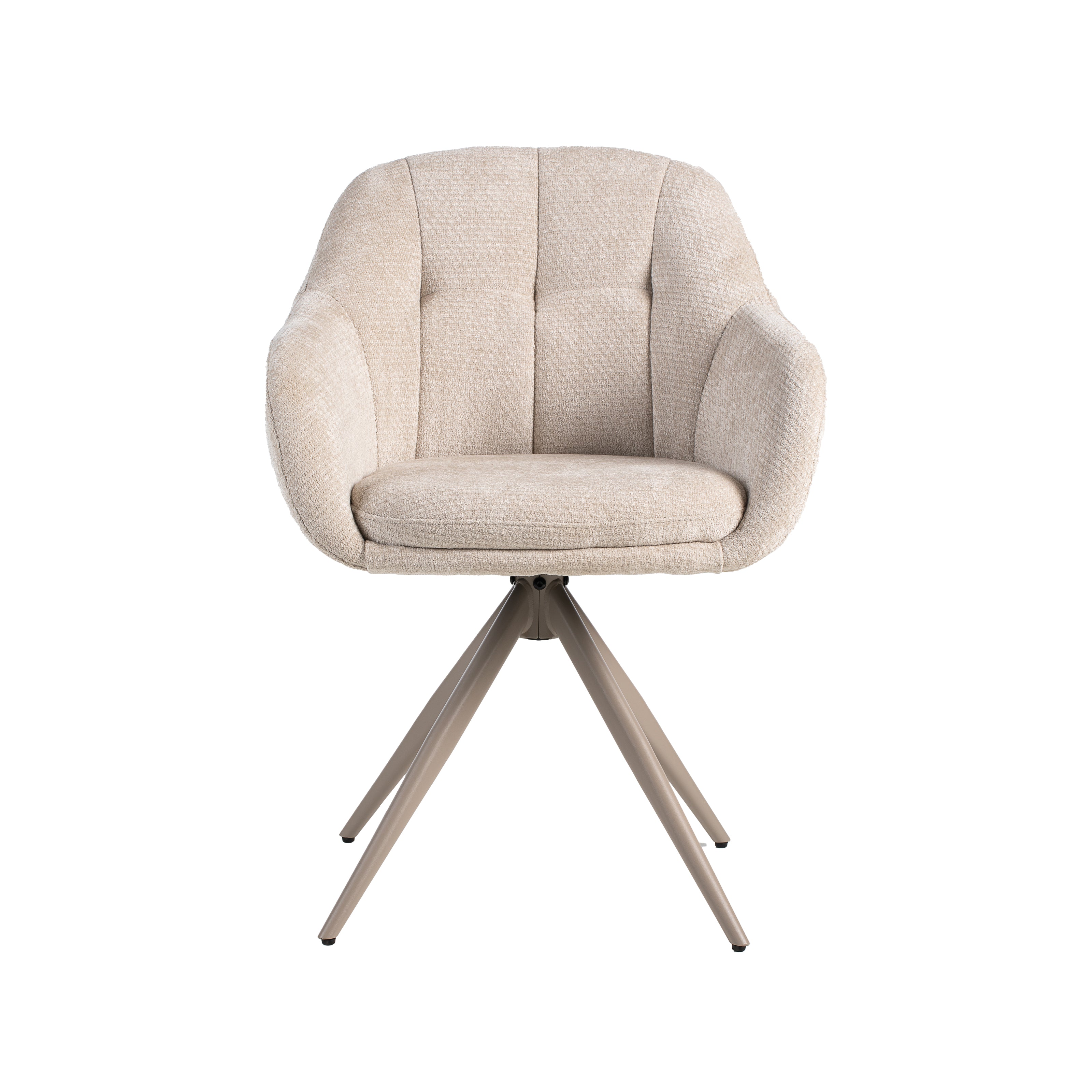 LABEL51 Eetkamerstoelen Esma - Naturel - Chenille - Taupe Metalen Frame