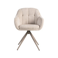 LABEL51 Eetkamerstoelen Esma - Naturel - Chenille - Taupe Metalen Frame