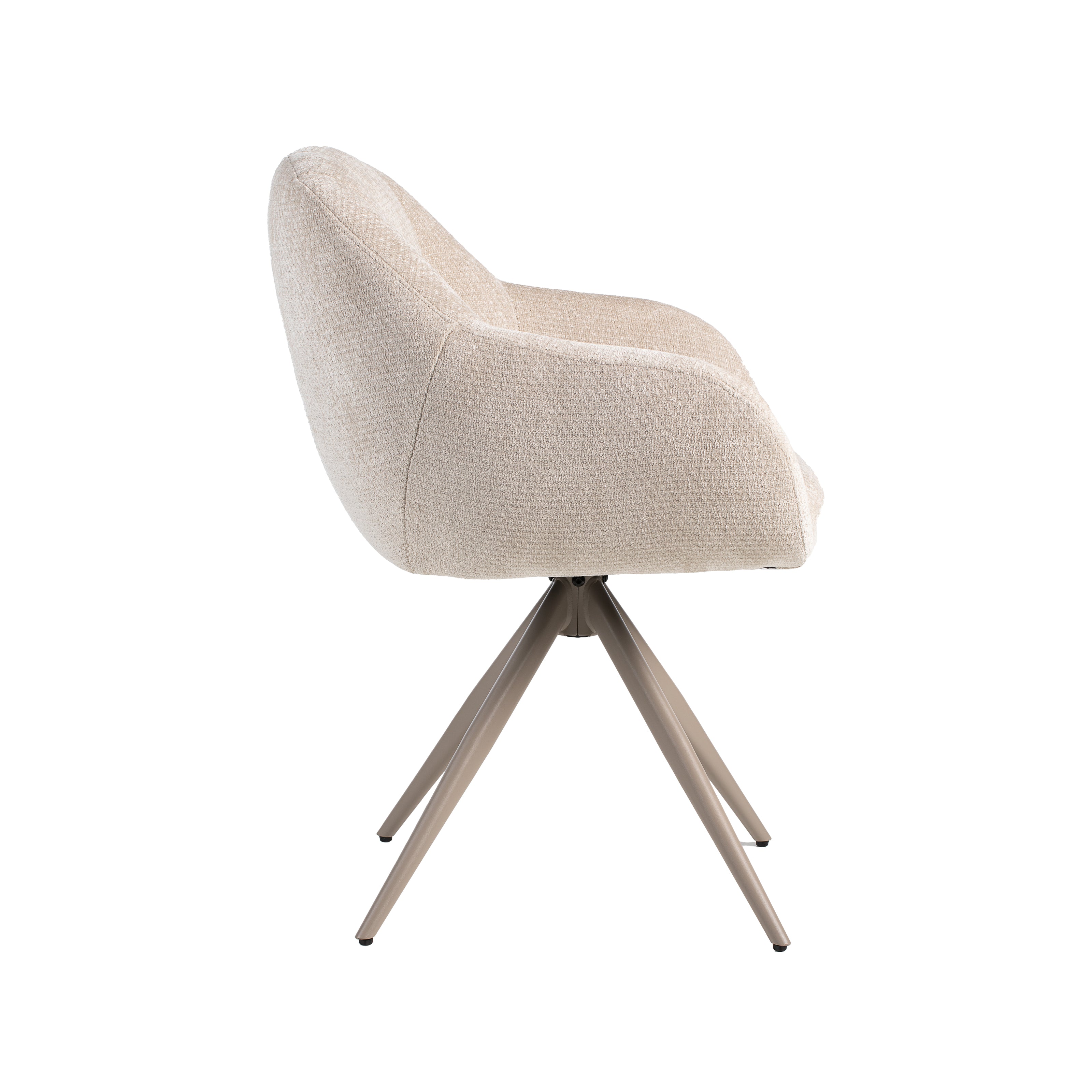LABEL51 Eetkamerstoelen Esma - Naturel - Chenille - Taupe Metalen Frame
