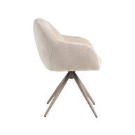 LABEL51 Eetkamerstoelen Esma - Naturel - Chenille - Taupe Metalen Frame