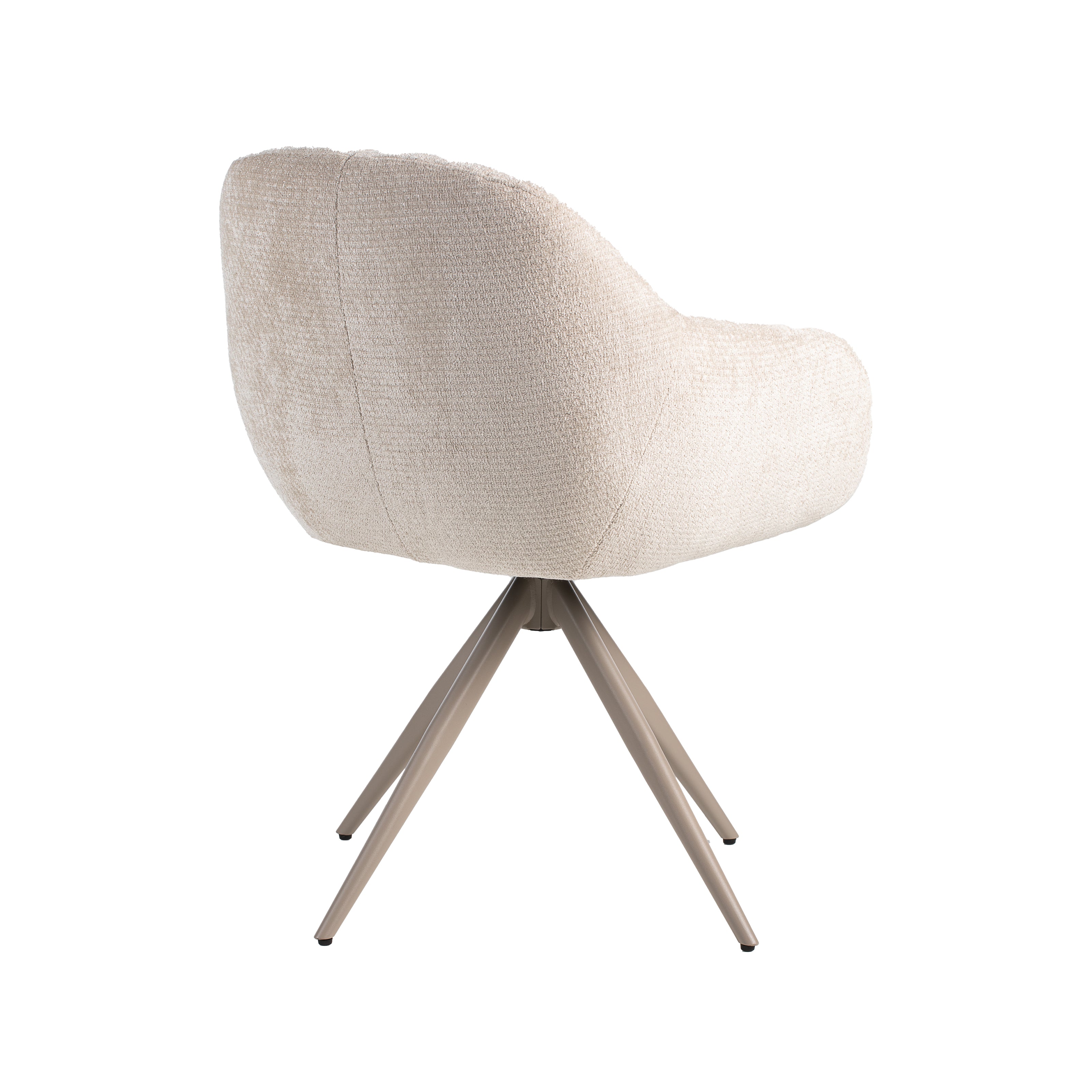 LABEL51 Eetkamerstoelen Esma - Naturel - Chenille - Taupe Metalen Frame