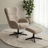 LABEL51 Fauteuils Malmo - Naturel - Boucle - Incl. Hocker