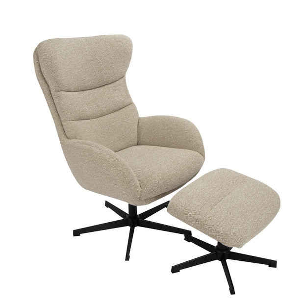 LABEL51 Fauteuils Malmo - Naturel - Boucle - Incl. Hocker