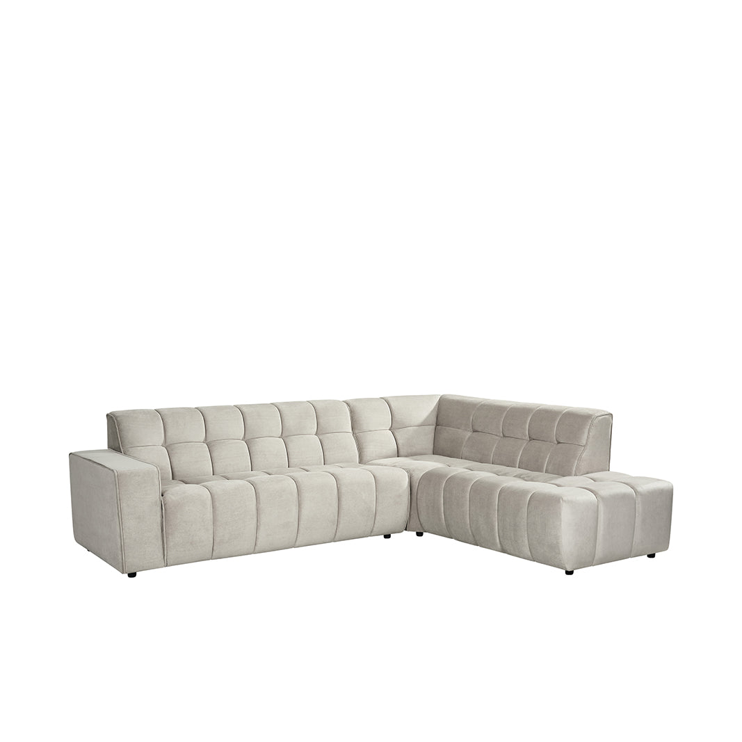LABEL51 Hoekbanken Valentino - Naturel - Velvet - Hoekbank Rechts