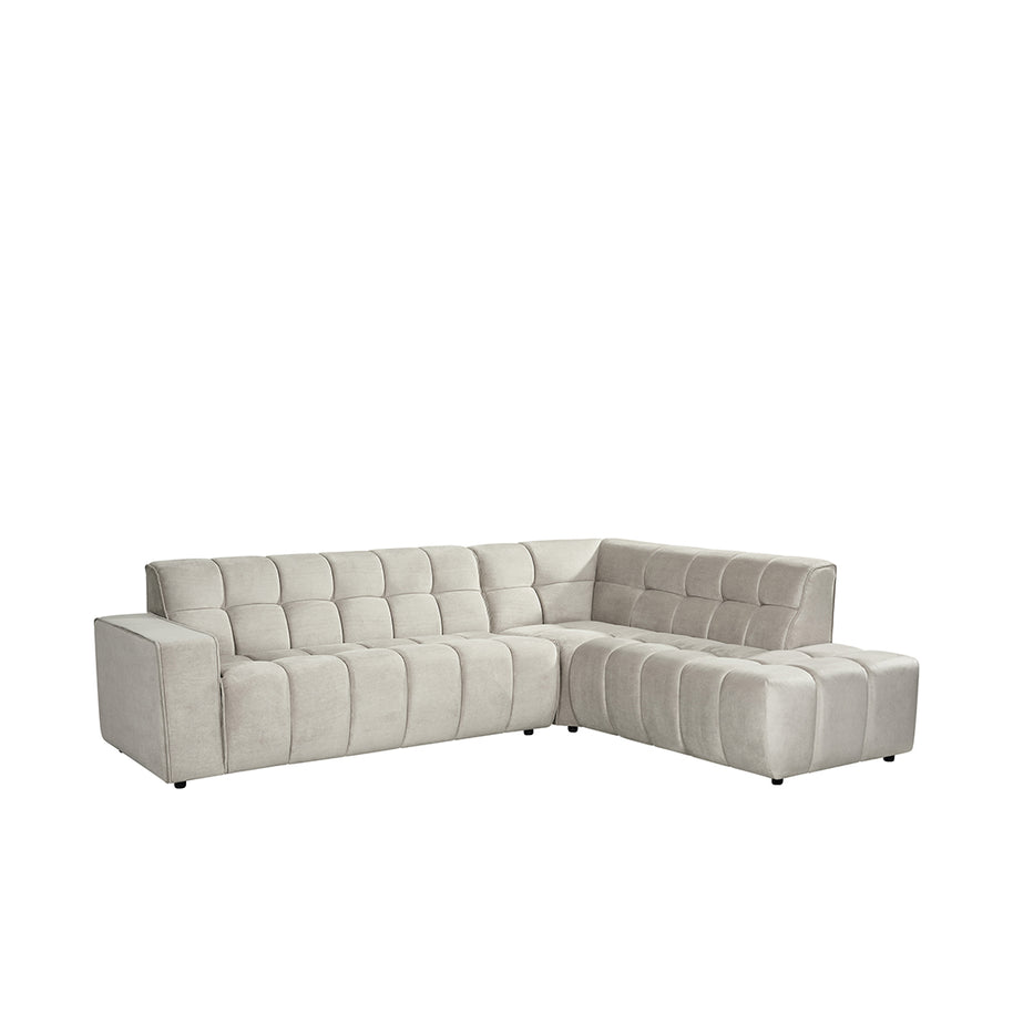 LABEL51 Hoekbanken Valentino - Naturel - Velvet - Hoekbank Rechts