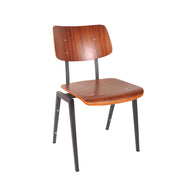 LABEL51 Eetkamerstoelen Stapelbaar - Bruin - Hout - Zwart Metalen Frame