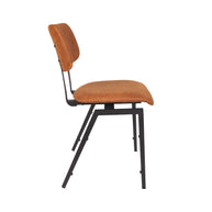 LABEL51 Eetkamerstoelen Stapelbaar - Cognac - Kunstleder - Zwart Metalen Frame