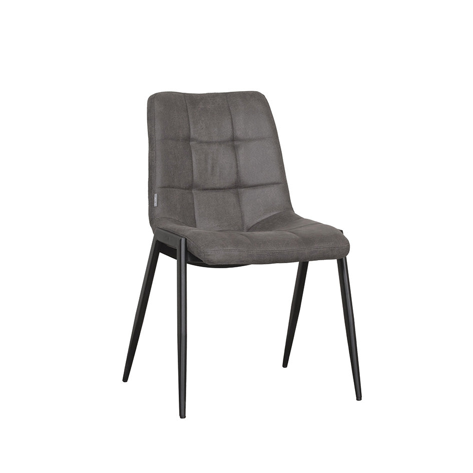 LABEL51 Eetkamerstoelen Noor - Antraciet - Kunstleder - Zwart Metalen Frame