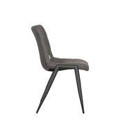 LABEL51 Eetkamerstoelen Noor - Antraciet - Kunstleder - Zwart Metalen Frame