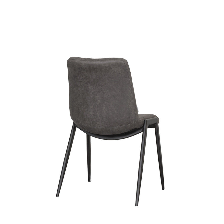 LABEL51 Eetkamerstoelen Noor - Antraciet - Kunstleder - Zwart Metalen Frame