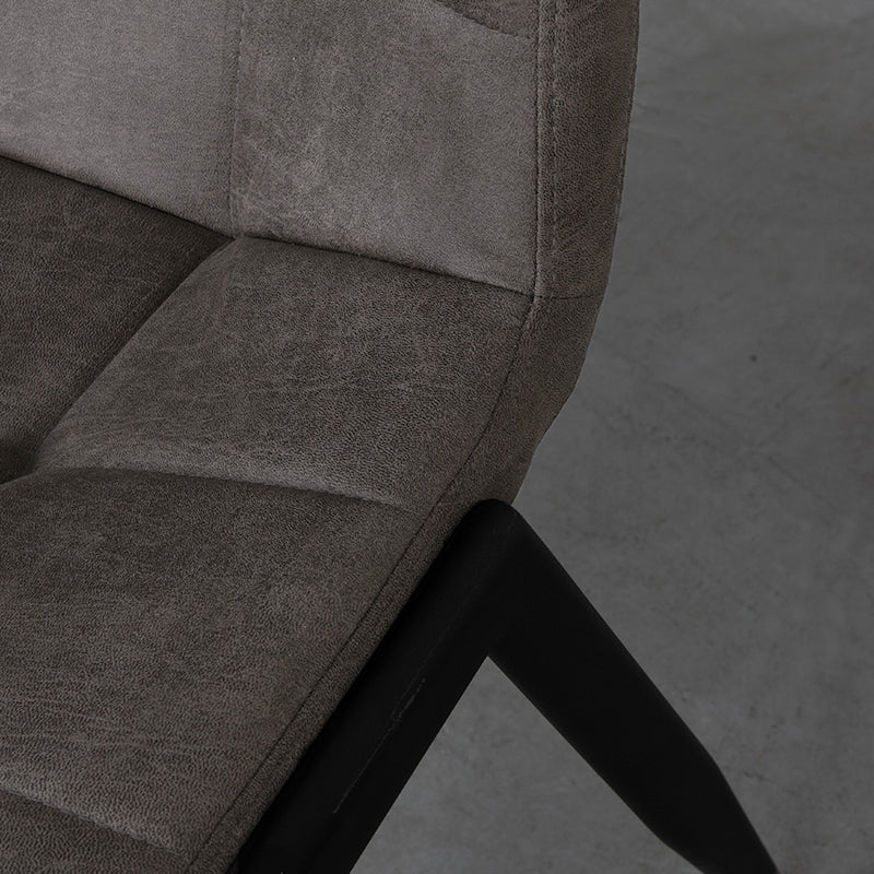 LABEL51 Eetkamerstoelen Noor - Antraciet - Kunstleder - Zwart Metalen Frame