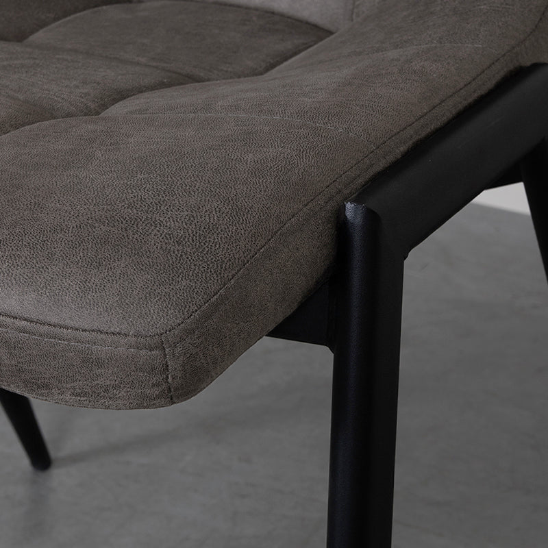 LABEL51 Eetkamerstoelen Noor - Antraciet - Kunstleder - Zwart Metalen Frame