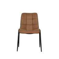 LABEL51 Eetkamerstoelen Noor - Cognac - Kunstleder - Zwart Metalen Frame