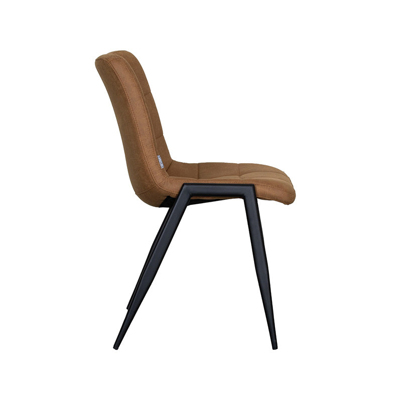 LABEL51 Eetkamerstoelen Noor - Cognac - Kunstleder - Zwart Metalen Frame