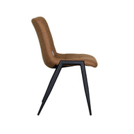 LABEL51 Eetkamerstoelen Noor - Cognac - Kunstleder - Zwart Metalen Frame