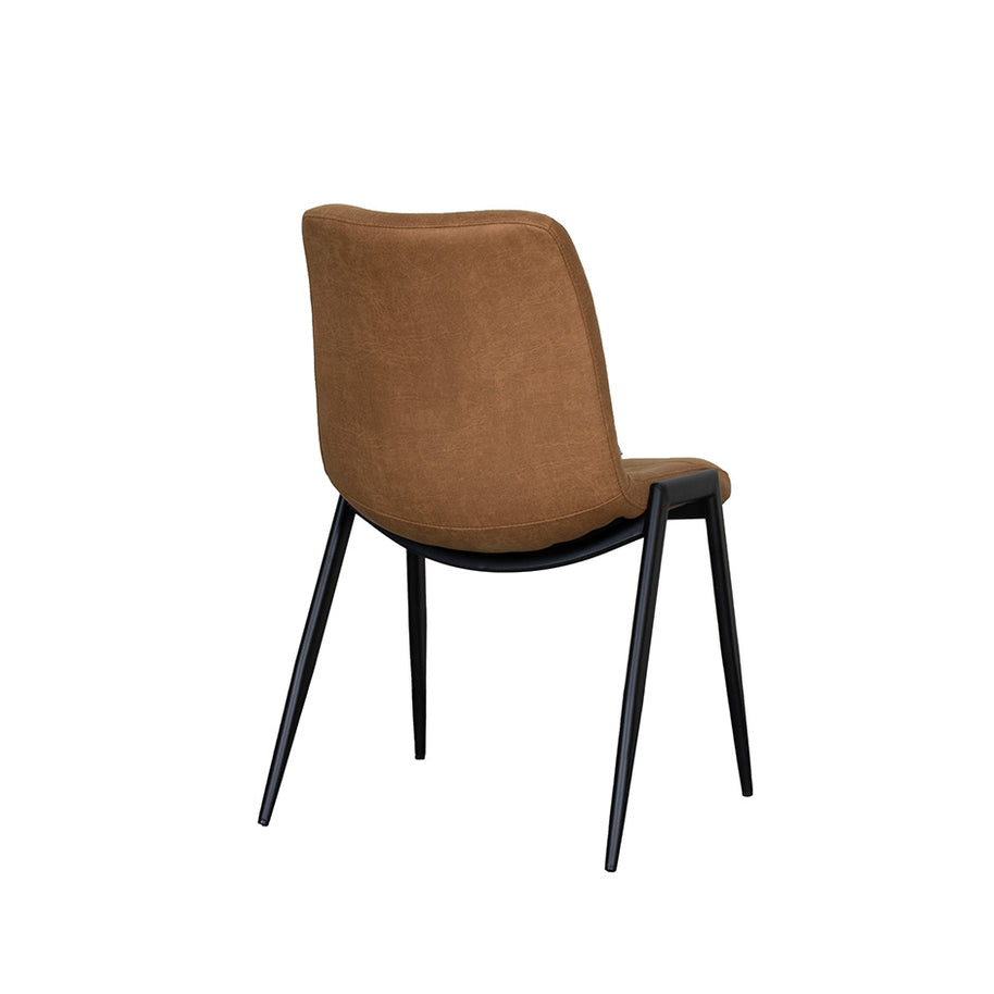 LABEL51 Eetkamerstoelen Noor - Cognac - Kunstleder - Zwart Metalen Frame