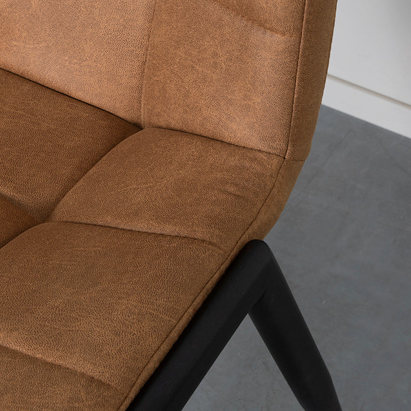 LABEL51 Eetkamerstoelen Noor - Cognac - Kunstleder - Zwart Metalen Frame