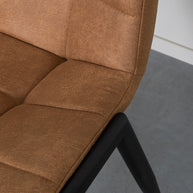LABEL51 Eetkamerstoelen Noor - Cognac - Kunstleder - Zwart Metalen Frame
