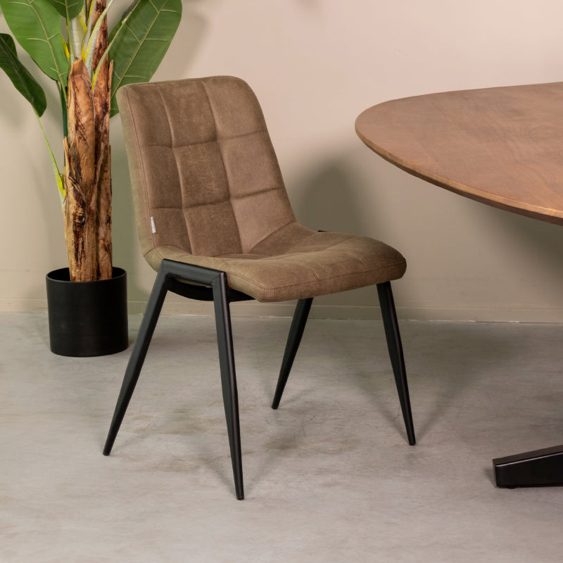 LABEL51 Eetkamerstoelen Noor - Moss - Kunstleder - Zwart Metalen Frame