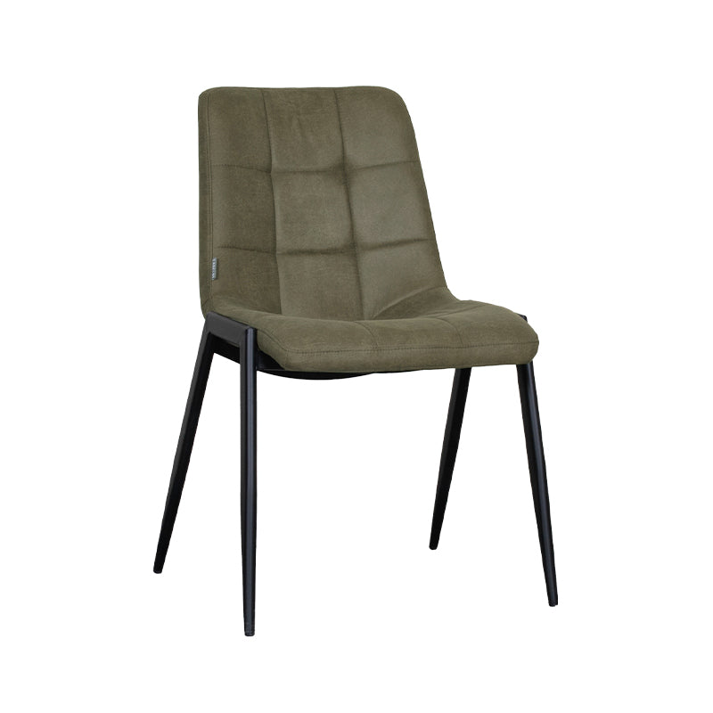 LABEL51 Eetkamerstoelen Noor - Moss - Kunstleder - Zwart Metalen Frame