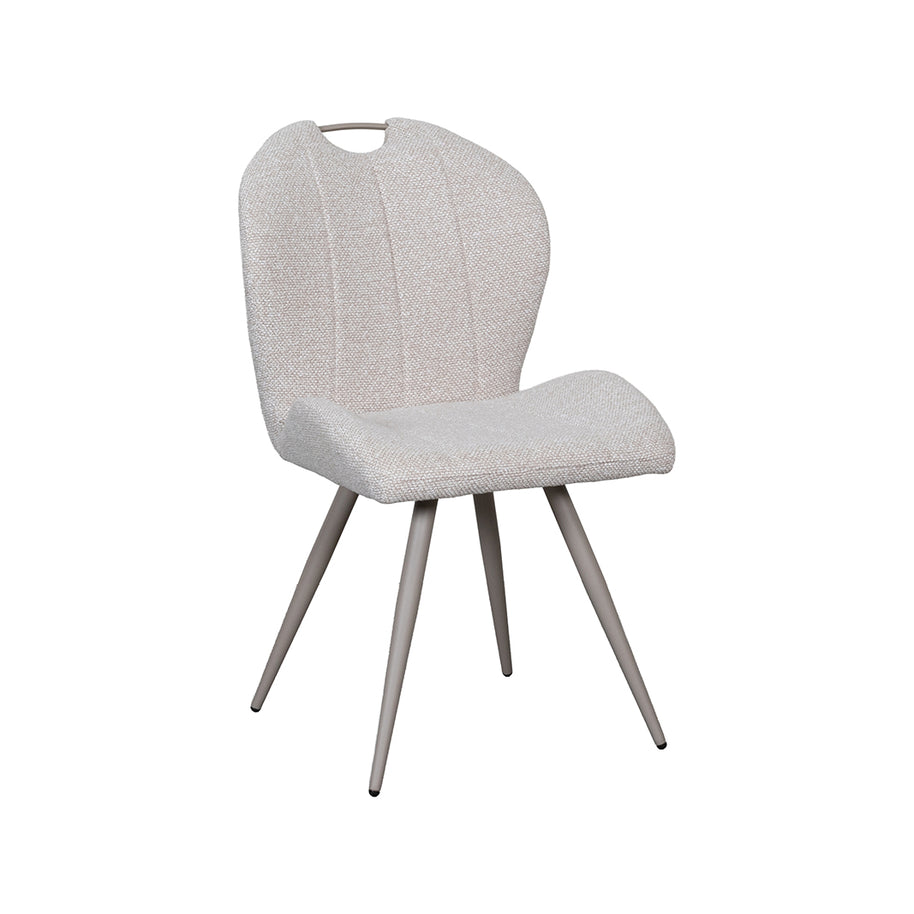 LABEL51 Eetkamerstoelen Silly - Naturel - Boucle - Taupe Metalen Frame