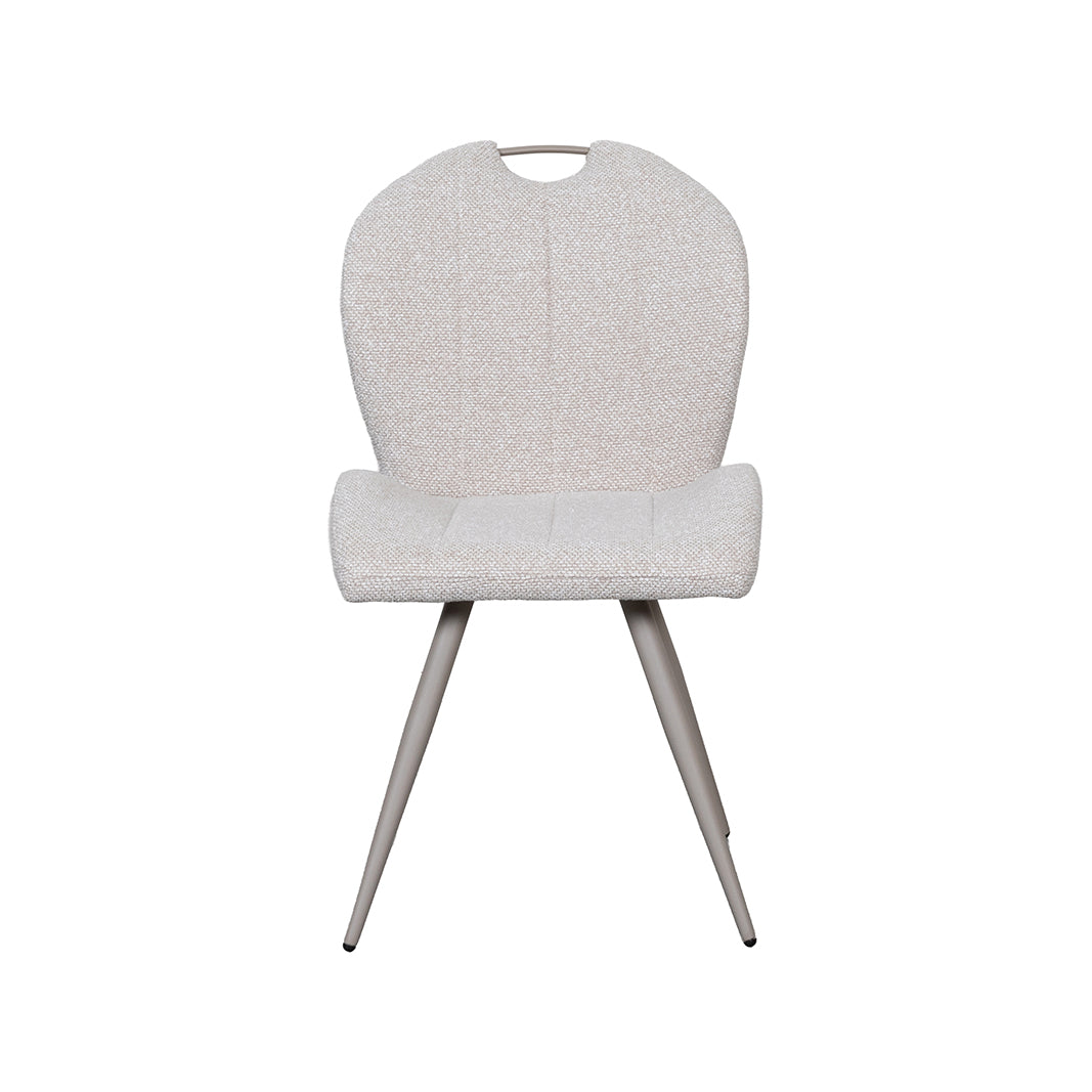 LABEL51 Eetkamerstoelen Silly - Naturel - Boucle - Taupe Metalen Frame