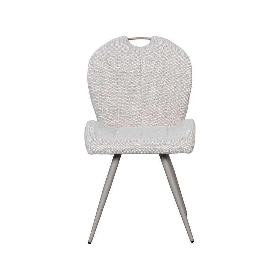 LABEL51 Eetkamerstoelen Silly - Naturel - Boucle - Taupe Metalen Frame