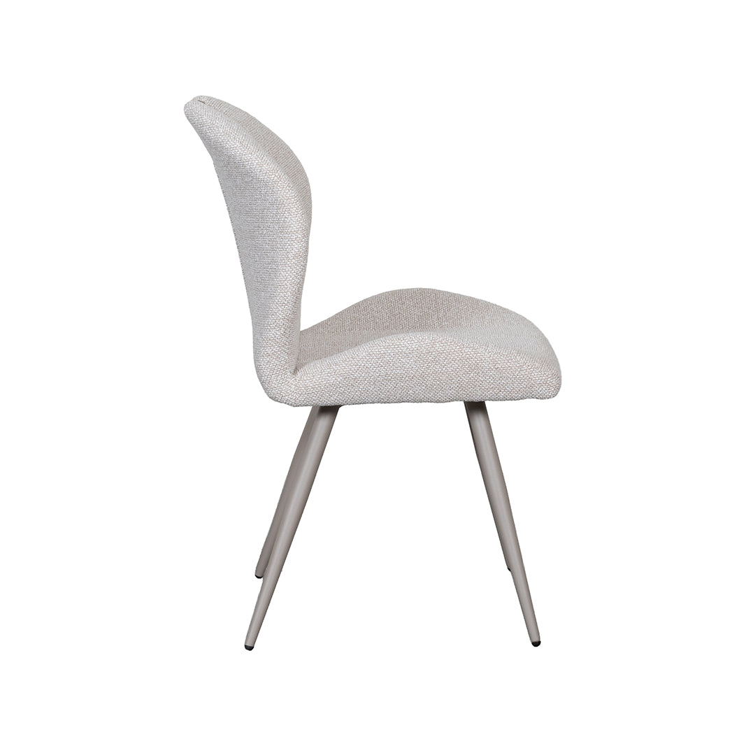 LABEL51 Eetkamerstoelen Silly - Naturel - Boucle - Taupe Metalen Frame