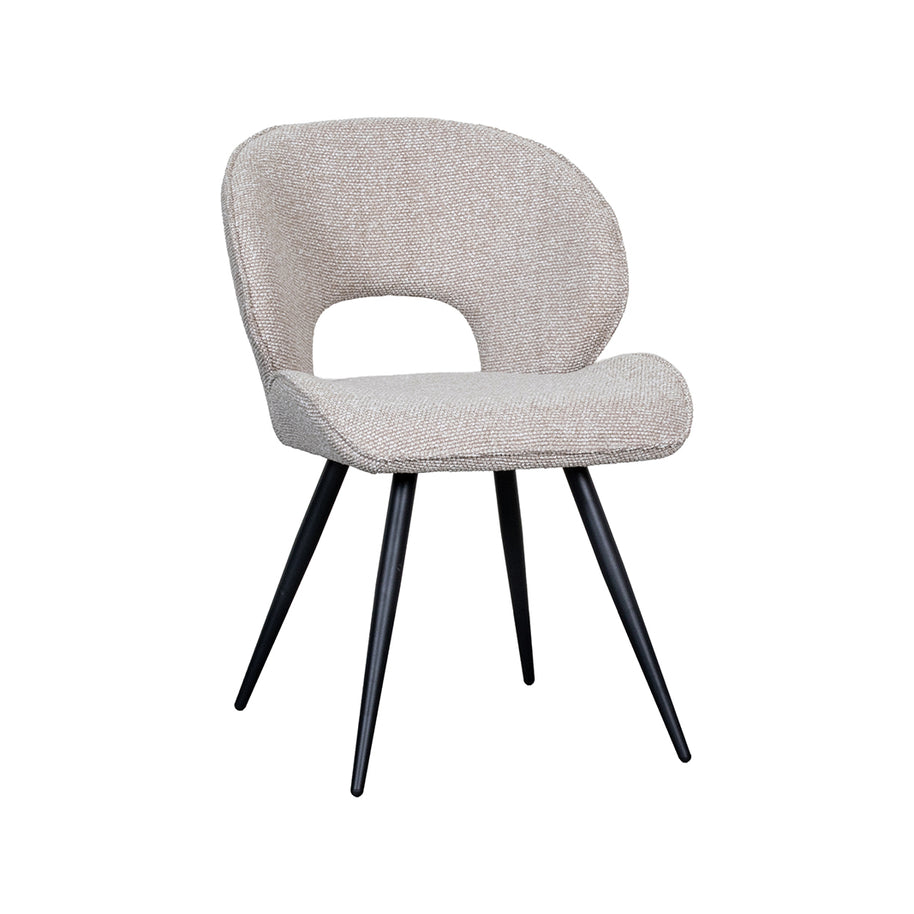 LABEL51 Eetkamerstoelen Sakura - Naturel - Boucle - Zwart Metalen Frame