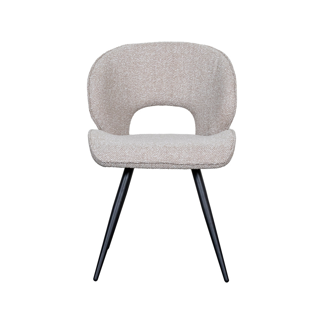 LABEL51 Eetkamerstoelen Sakura - Naturel - Boucle - Zwart Metalen Frame
