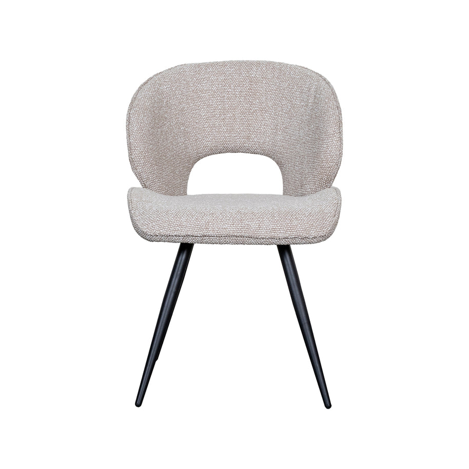 LABEL51 Eetkamerstoelen Sakura - Naturel - Boucle - Zwart Metalen Frame