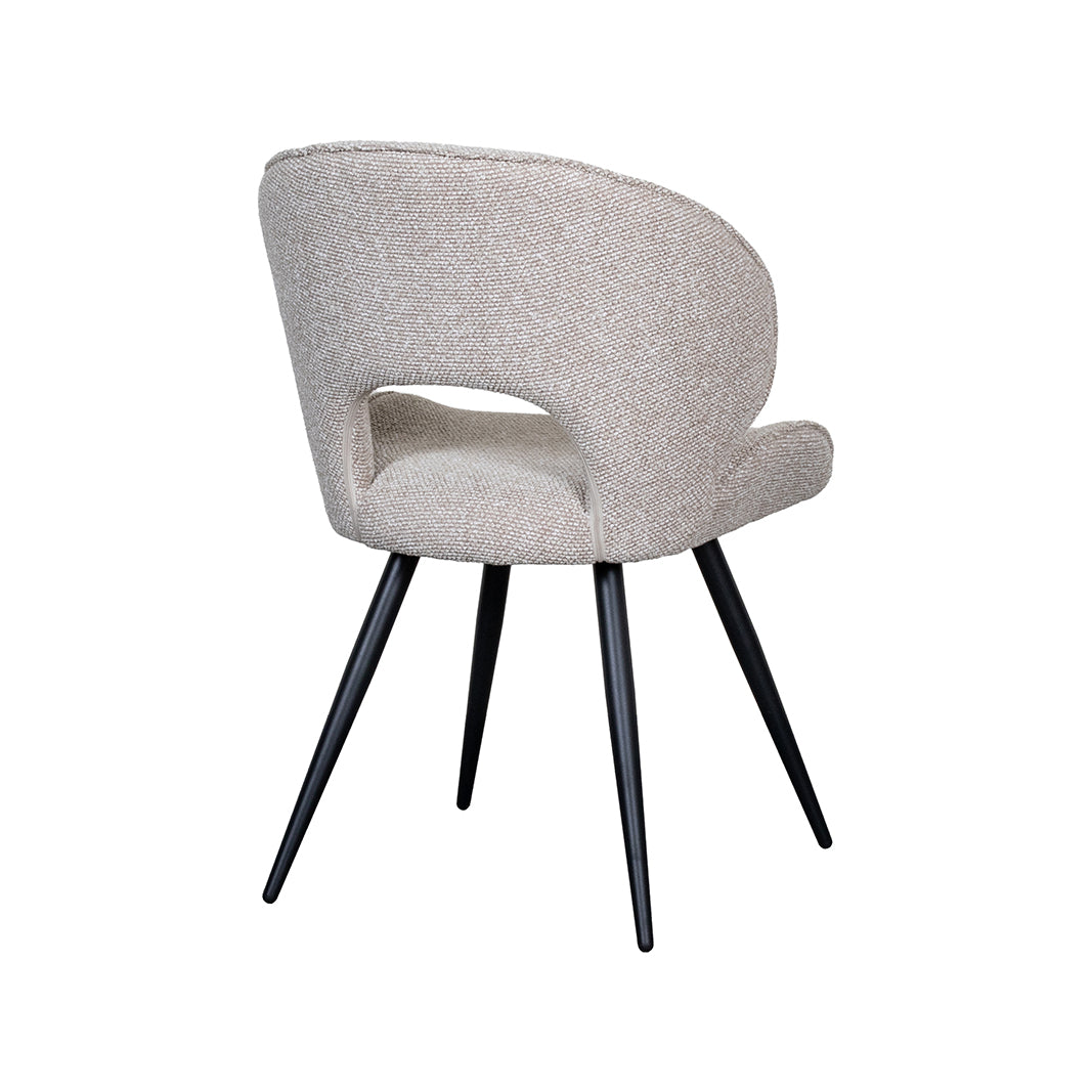LABEL51 Eetkamerstoelen Sakura - Naturel - Boucle - Zwart Metalen Frame