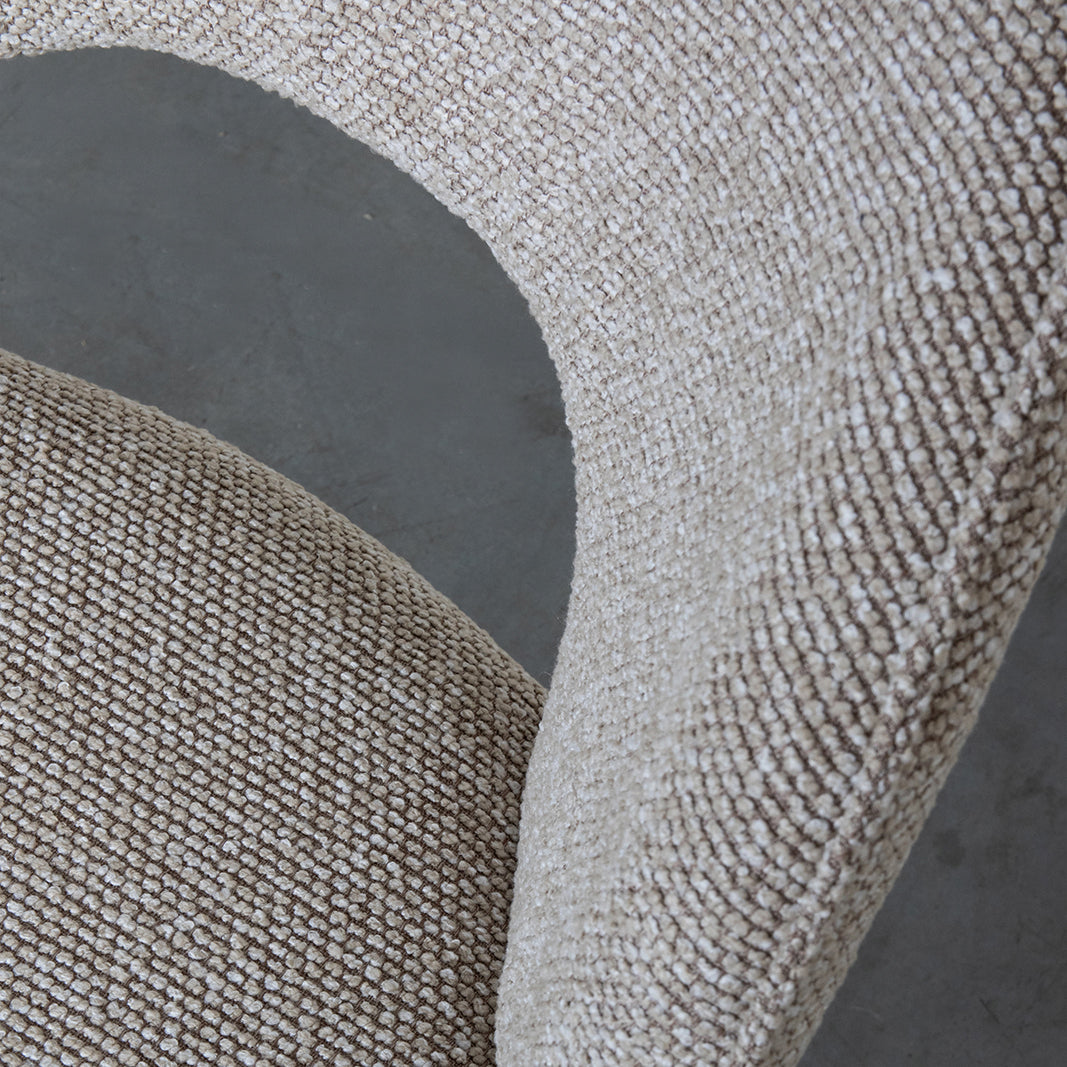 LABEL51 Eetkamerstoelen Sakura - Naturel - Boucle - Zwart Metalen Frame