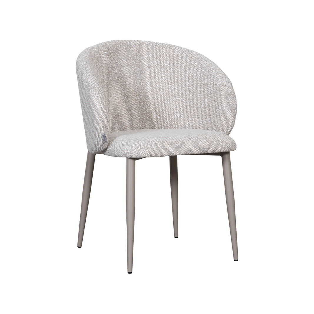 LABEL51 Eetkamerstoelen Yuki - Naturel - Boucle - Taupe Metalen Frame