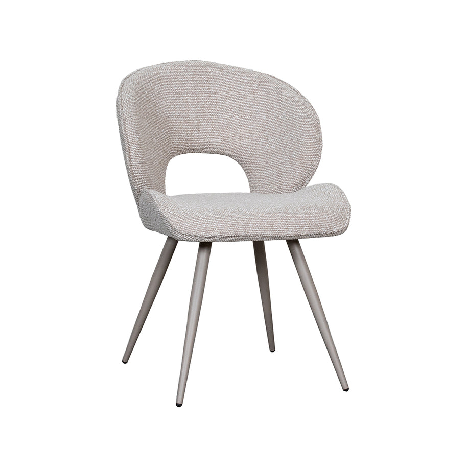 LABEL51 Eetkamerstoelen Sakura - Naturel - Boucle - Taupe Metalen Frame