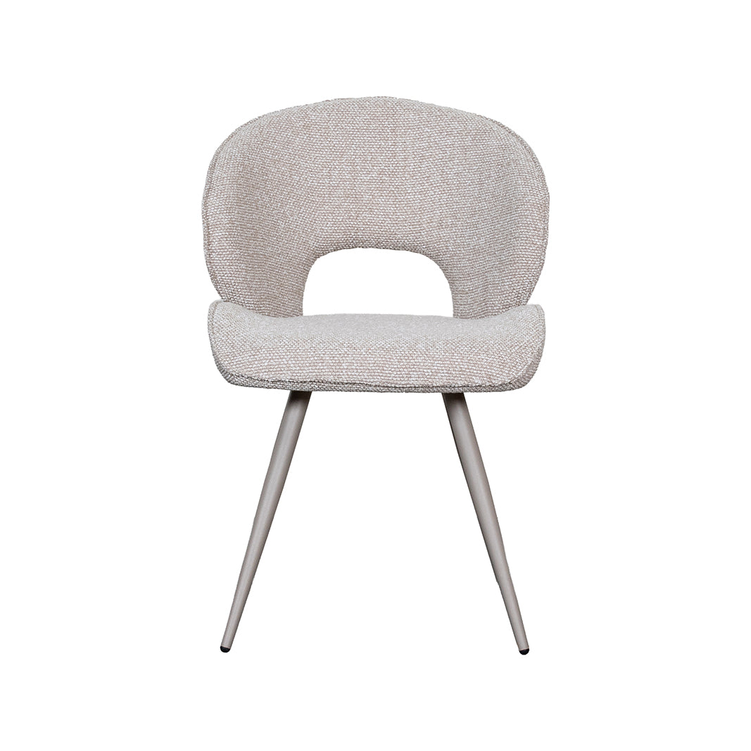 LABEL51 Eetkamerstoelen Sakura - Naturel - Boucle - Taupe Metalen Frame