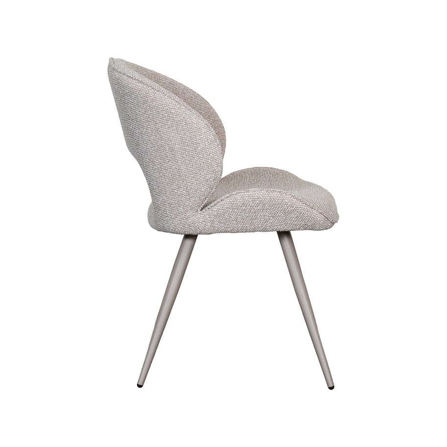 LABEL51 Eetkamerstoelen Sakura - Naturel - Boucle - Taupe Metalen Frame