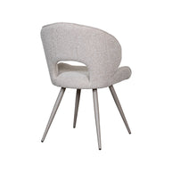 LABEL51 Eetkamerstoelen Sakura - Naturel - Boucle - Taupe Metalen Frame
