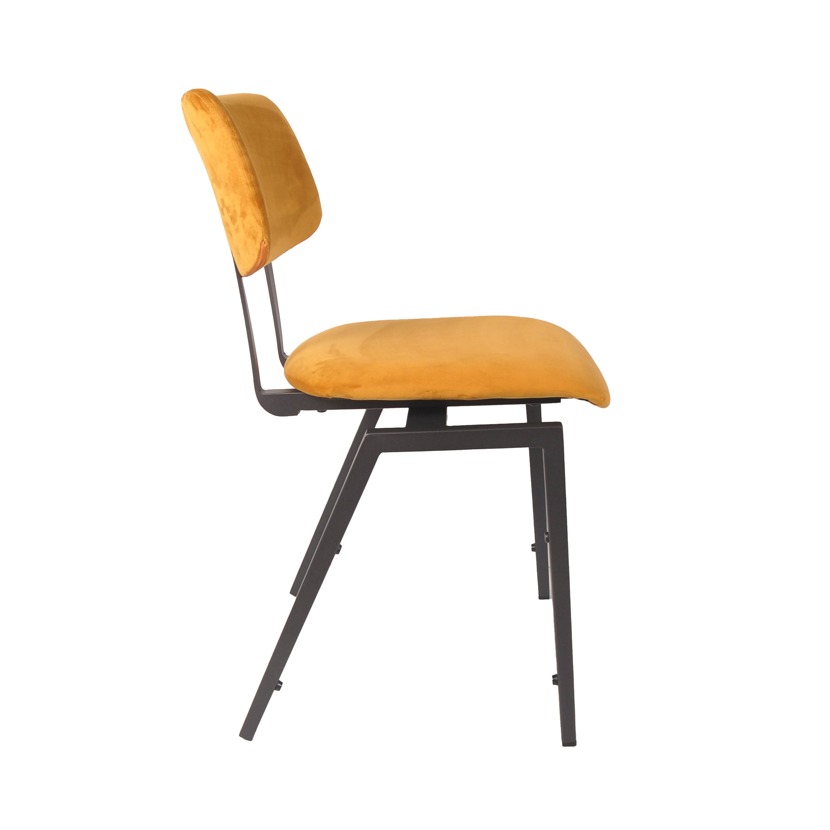 LABEL51 Eetkamerstoelen Stapelbaar - Oker - Velvet - Zwart Metalen Frame
