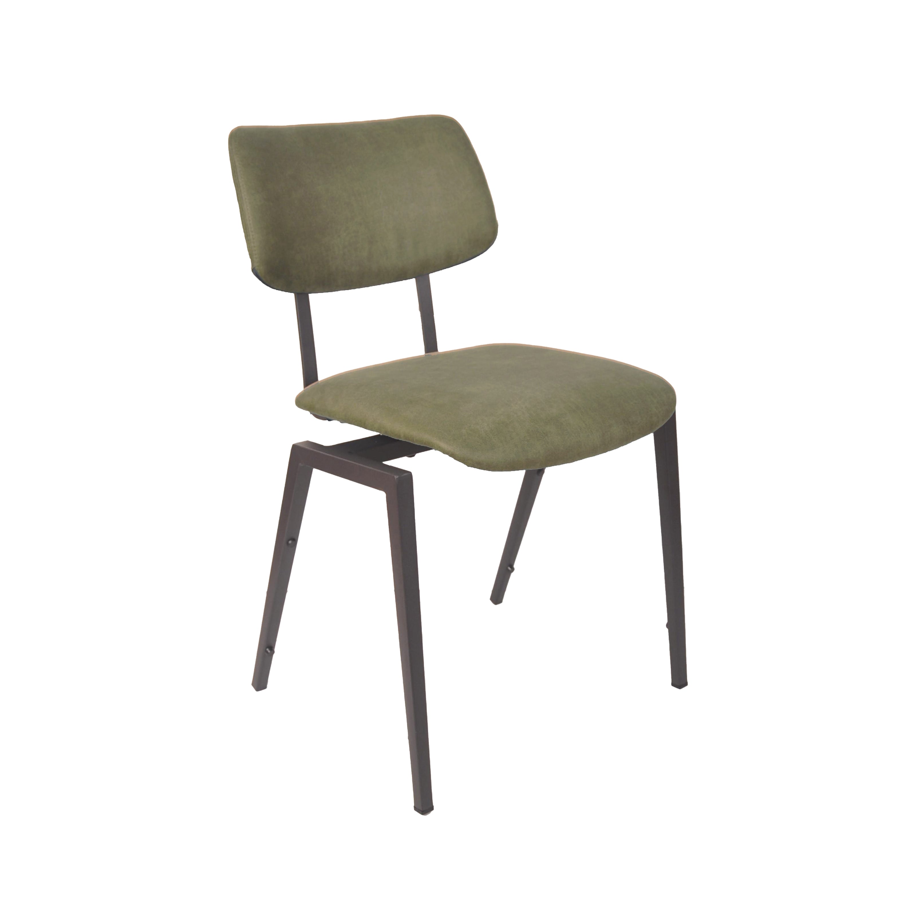 LABEL51 Eetkamerstoelen Stapelbaar - Moss - Kunstleder - Zwart Metalen Frame
